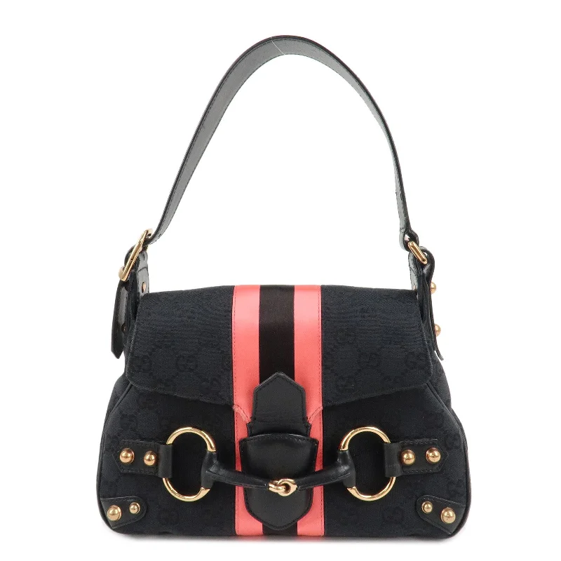 Ladies Gucci Dionysus bags with a star - shaped charmGUCCI Sherry Horsebit GG Canvas Leather Shoulder Bag 129699