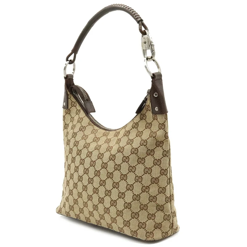 Gucci Marmont bags for women with a contrast - colored interiorGUCCI GG Canvas Shoulder Bag Leather Beige Dark Brown 115003