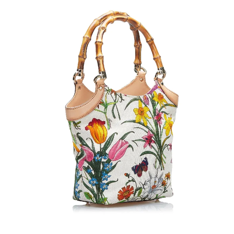 Ladies Gucci shoulder bags with a single - handle designGucci Bamboo Flora Handbag (HcnNHu)