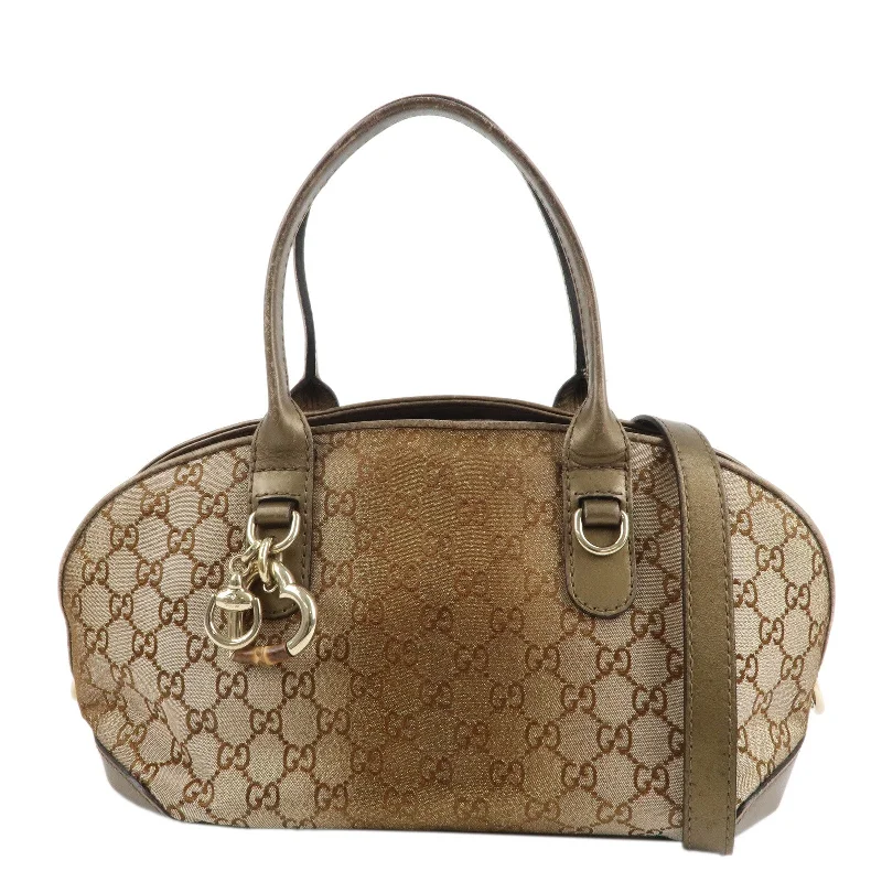 Ladies Gucci Dionysus bags in a pastel colorGUCCI Heartbit GG Canvas Leather 2Way Hand Bag Beige Bronze 269955