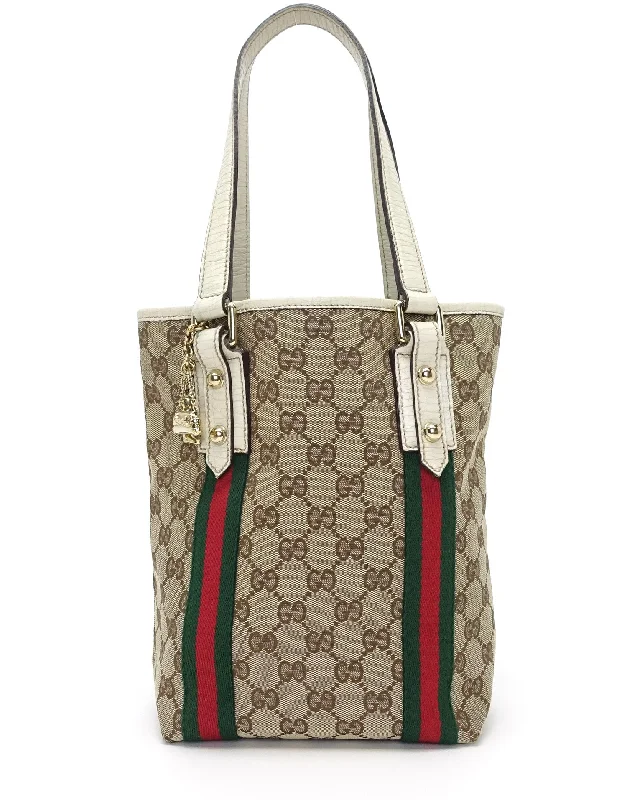 Women Gucci bags with a magnetic snap closure for easy accessJolicoeur Monogram Canvas Web Bucket Bag