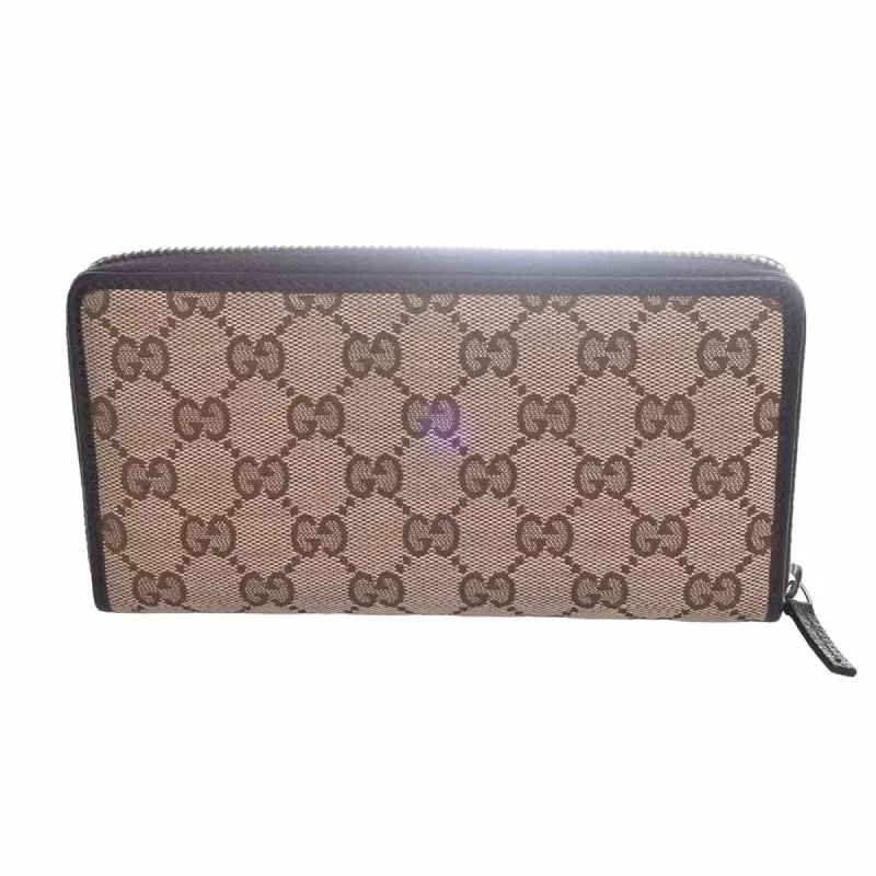 Women Gucci tote bags in GG Supreme canvas for a branded feelGUCCI GG Canvas Round Long Wallet 307980 Beige Brown Women's