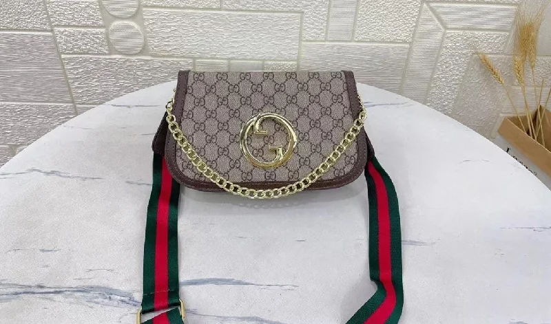 Gucci handbags for women with a patent - leather finishGucci Blondie Medium in Beige and Ebony Supreme ( shoulder /crossbody ) Handbag