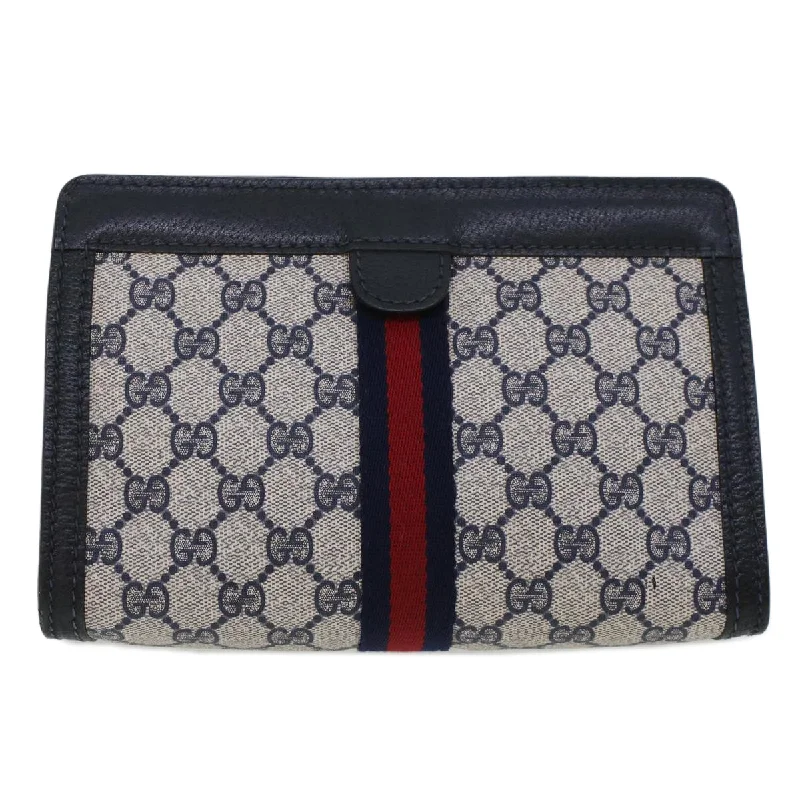 Gucci Marmont bags for women with quilted leather exteriorsGUCCI GG Canvas Sherry Line Clutch Bag Gray Red Navy 64.014.2125.23  44752