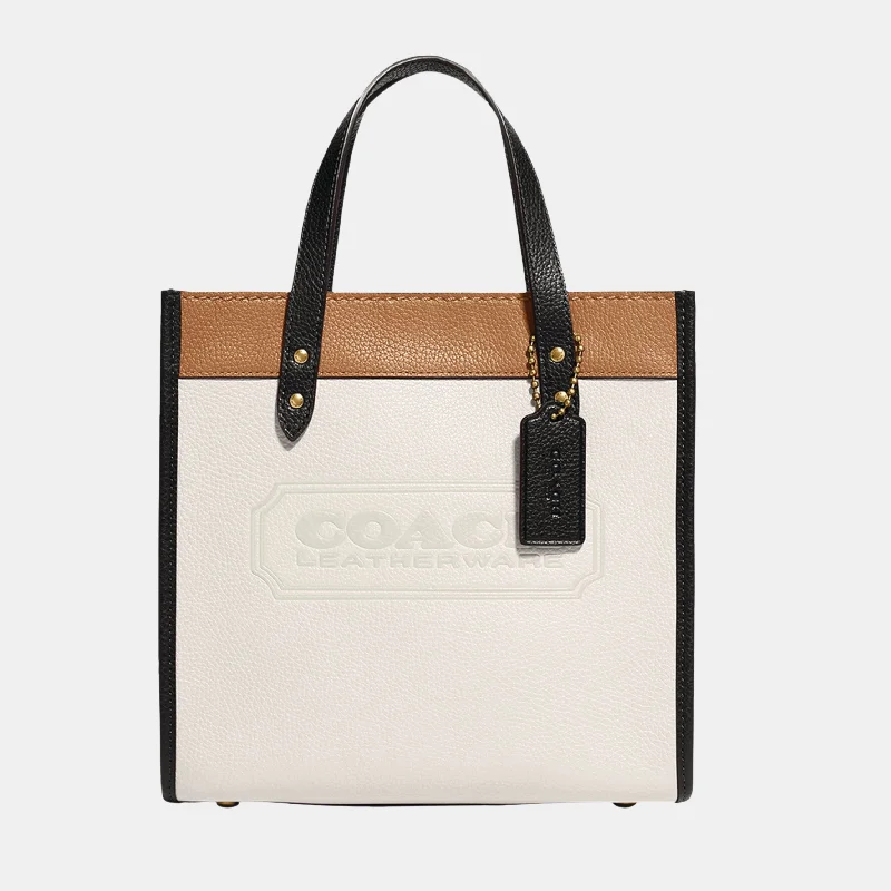 Coach bags with a front - zip pocket for small items like keys and cardsCoach Colour-Block Leather Field Tote Bag