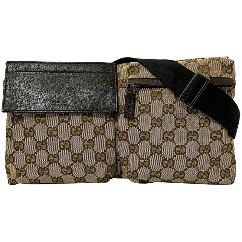 Gucci Marmont bags for women with gold - toned hardwareGucci Body Bag Beige Brown GG Canvas 28566 002058 Waist Pouch Leather Gucci Belt Velcro Women's Men's Unisex