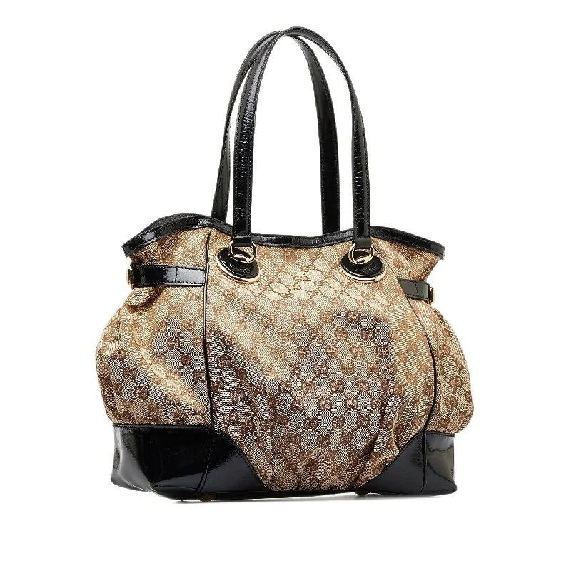 Women Gucci Sylvie bags with a detachable ribbon detailGUCCI GG Canvas Full Moon Tote Bag