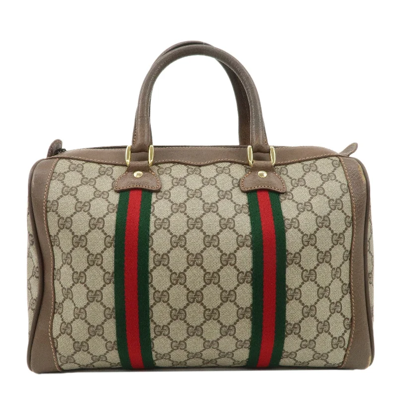 Gucci tote bags for women with a printed Gucci logoGUCCI Old Gucci Sherry GG Plus Leather Boston Bag 002.98.8