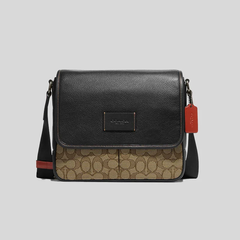 Coach Rogue bags with a monogram - embossed leather surfaceCoach Sprint Map Bag 25 In Signature Jacquard Khaki/Black Multi CE534