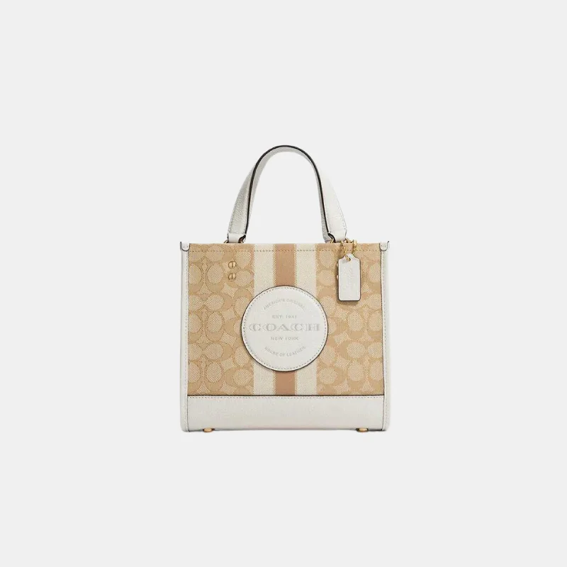 Coach Rogue bags with a monogram - embossed leather surfaceCoach Dempsey Tote 22 In Signature Jacquard With Coach Patch And Stripe