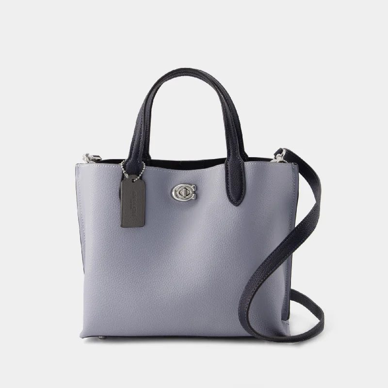 Coach Rogue bags with a detachable shoulder strap for versatile carryingWillow Tote 24 Shopper Bag - Coach - Leather - Grey Blue Multi