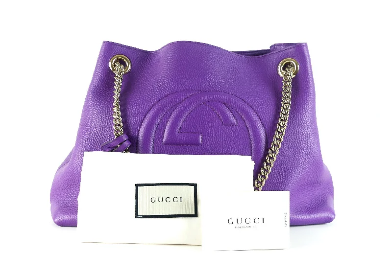 Women Gucci Sylvie bags with a detachable ribbon detailSoho Grained Leather Shoulder Bag