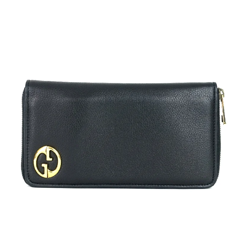 Gucci handbags for women with a metal - framed clasp1973 Calf Leather Zip Around Wallet