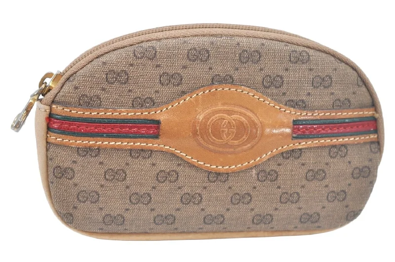 Gucci Marmont bags for women with quilted leather exteriorsAuthentic GUCCI Web Sherry Line Pouch Purse GG PVC Leather Brown L0630