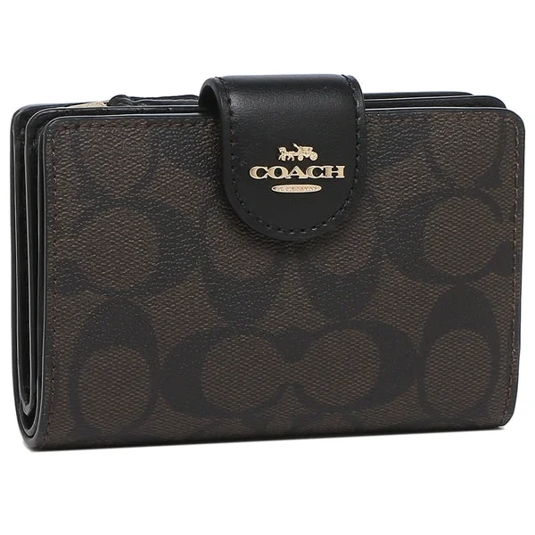 Coach bags with a patent - leather finish for a shiny and sophisticated appearanceCoach Bi-Fold Wallet Signature C0082