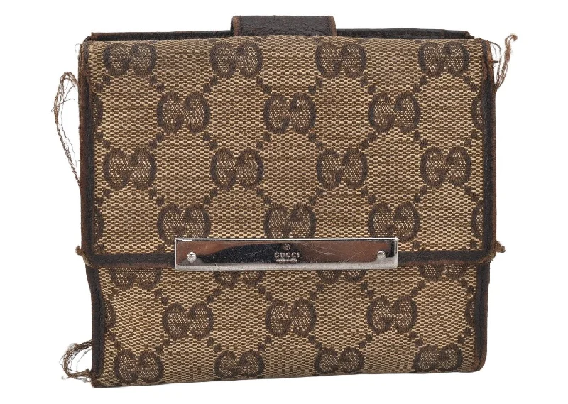 Women Gucci Sylvie bags with a monogram - embossed leatherAuthentic GUCCI Bifold Wallet Purse GG Canvas Leather 112664 Brown Junk 5890K