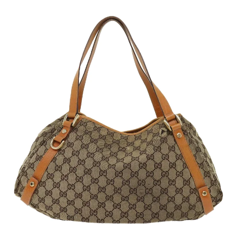 Gucci tote bags for women with a spacious interiorGUCCI GG Canvas Hand Bag Leather Brown  48449