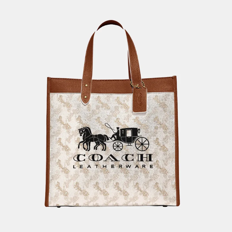 Coach Dempsey bags with a contrast - colored interior for visual interestcoach Field Tote With Horse And Carriage Print