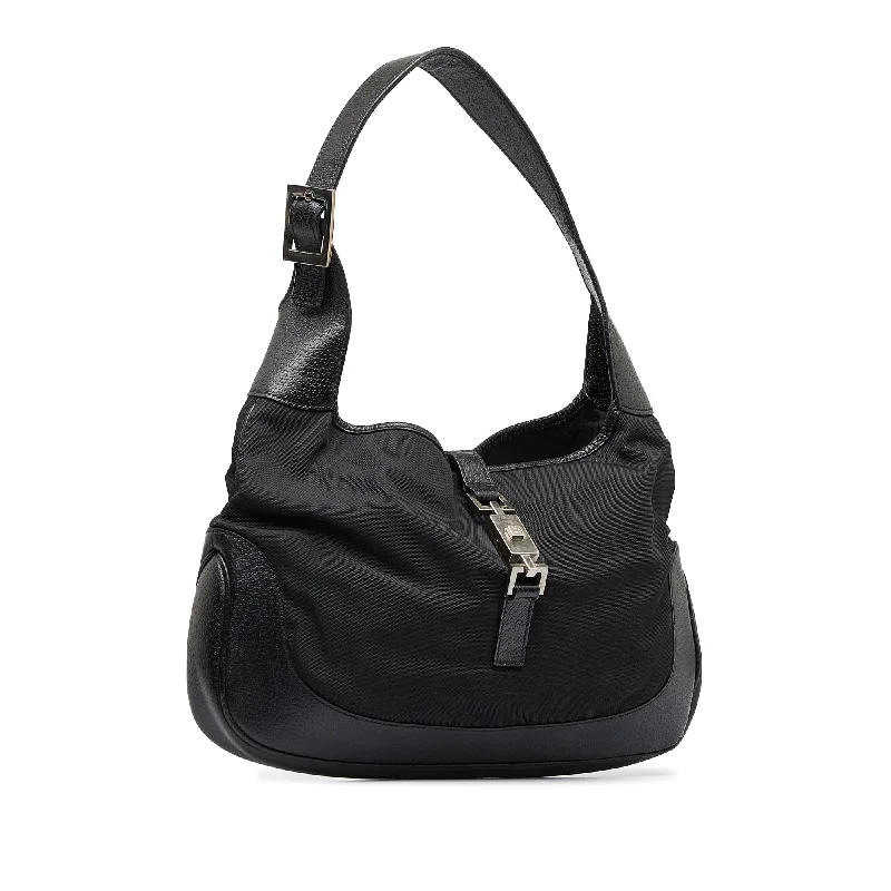 Women Gucci bags with a zip - around closure for securityGucci Jackie Black Canvas