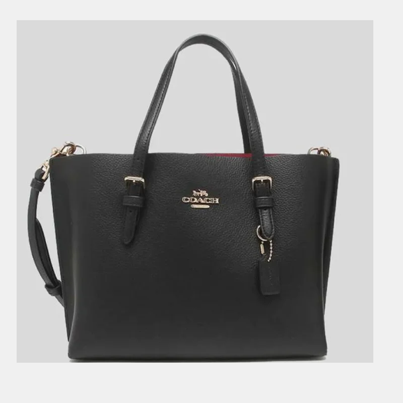 Coach bags with a zip - top closure and a front - pocket for quick accessCoach Mollie Tote 25 Black True Red