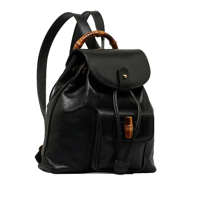 Gucci backpacks for women with a hidden back pocketGucci Bamboo Drawstring Leather Backpack (quqvrC)