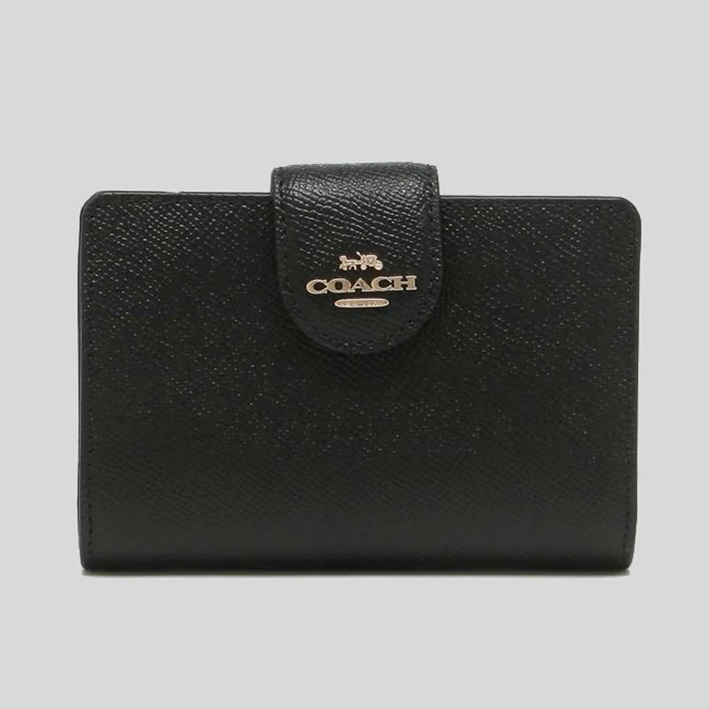 Ladies Coach handbags with a detachable wallet insert for added convenienceCOACH Medium Corner Zip Wallet 6390 Black