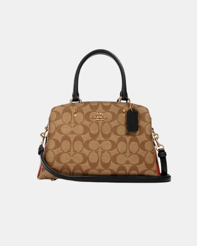 Coach Dempsey bags with a leather - wrapped drawstring for a luxurious feelCoach Mini Lillie Carryall In Signature Canvas - Khaki Black