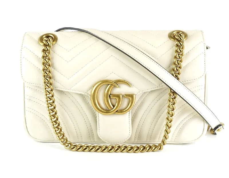 Ladies Gucci shoulder bags with a tassel decorationMarmont Matelasse Chevron Leather Small Bag