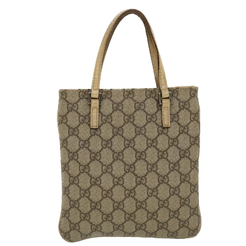 Gucci handbags for women with a metal - framed claspGUCCI GG Canvas Hand Bag PVC Leather Beige  44975