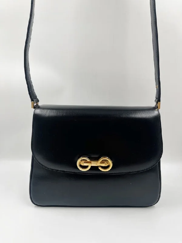 Ladies Gucci shoulder bags with a wide - width strapStunning Vintage Gucci Box Bag - Black Leather