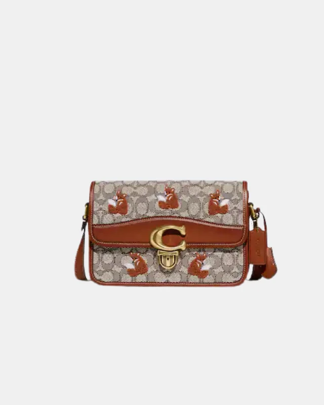 Coach backpacks with a multi - pocket organization for functionalityCoach Studio Shoulder Bag In Signature Jacquard With Fox Motif