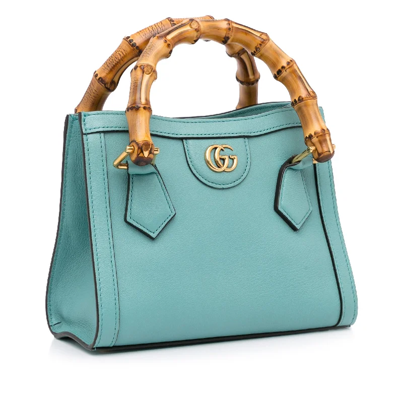 Women Gucci bags with a detachable mobile phone holderGucci Bamboo Diana Mini Baby Blue