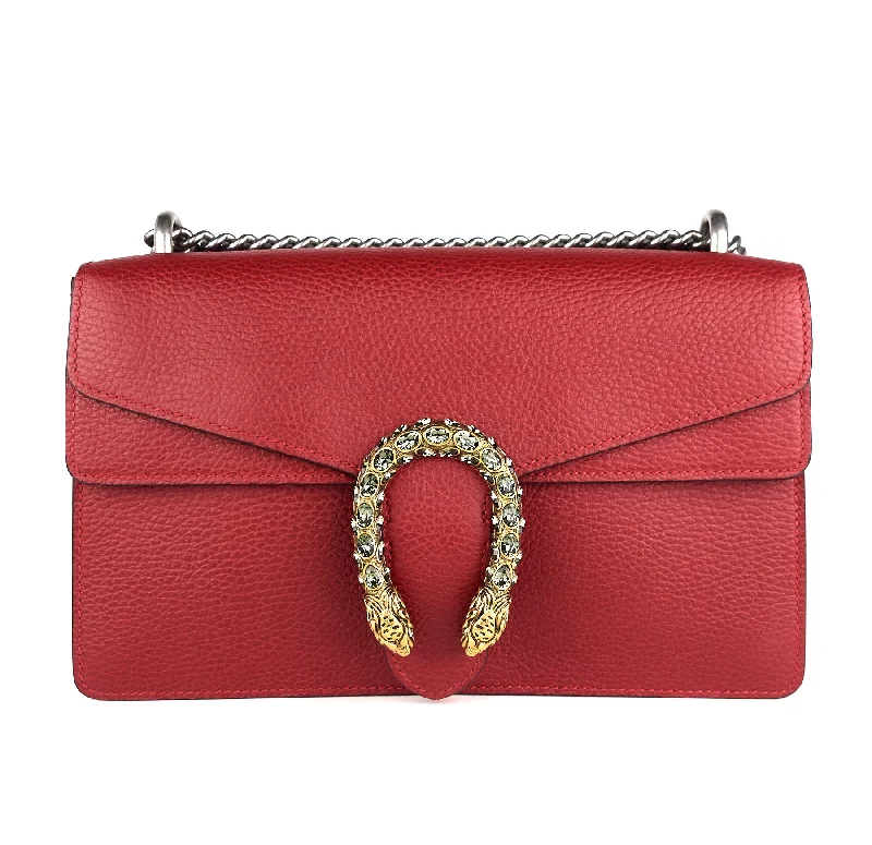 Women Gucci bags with a chain - link trim and a leather bodyDionysus Textured Leather Small Bag