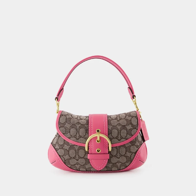 Coach bags with a chain - link trim and a leather body for a modern edgeSoho Hobo Bag - Coach - Leather - Pink