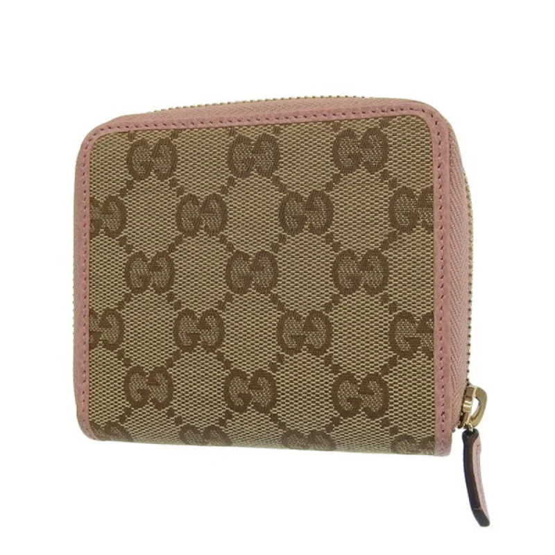 Ladies Gucci Dionysus bags with a detachable shoulder strapGUCCI GG Canvas Leather Round Bifold Wallet 346056 Beige/Pink Women's