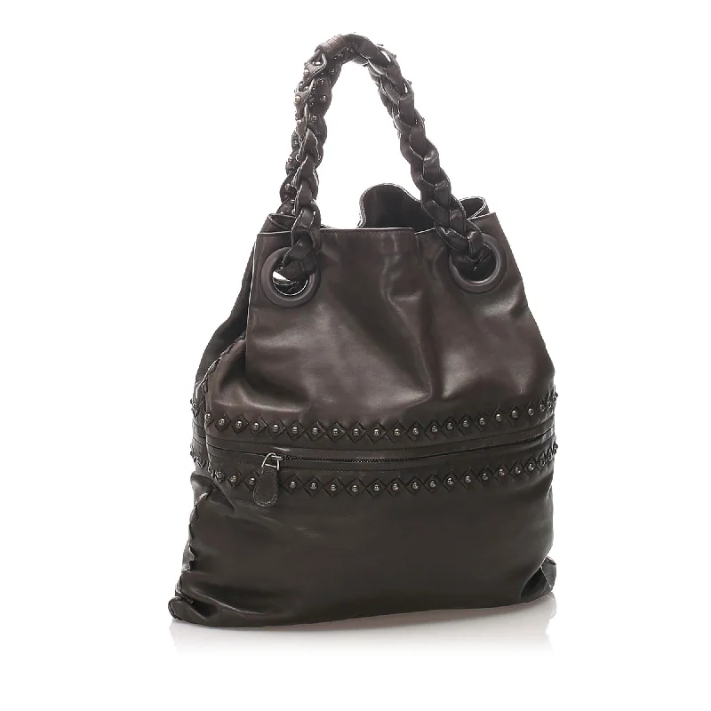 Bottega Veneta bags made of high - quality calfskinBottega Veneta Studded Intrecciato Leather Tote Bag (SHG-12248)