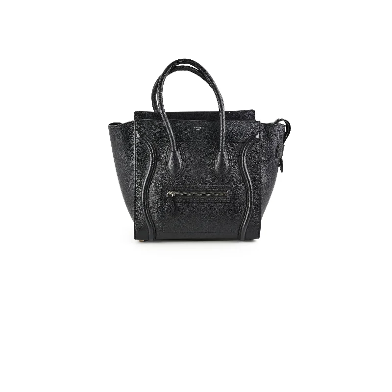 Embroidered Celine Bags with Floral MotifsCeline Micro Luggage Black