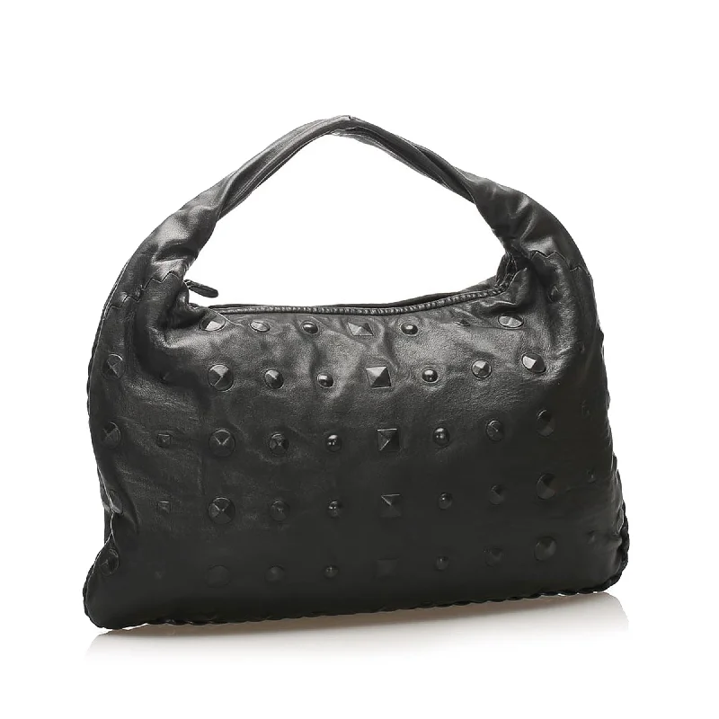 Bottega Veneta bags for business meetingsBottega Veneta Studded Leather Hobo Bag (SHG-22738)