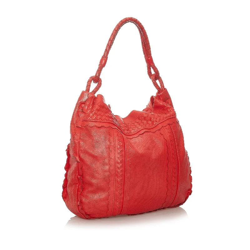 Bottega Veneta bags with embossed detailsRed Bottega Veneta Intrecciato Leather Tote Bag