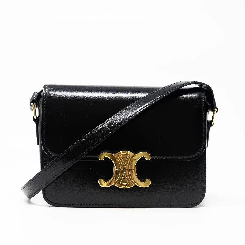 Elegant Celine Clutch Bags for Formal GalasCeline Black Teen Triomphe Bag