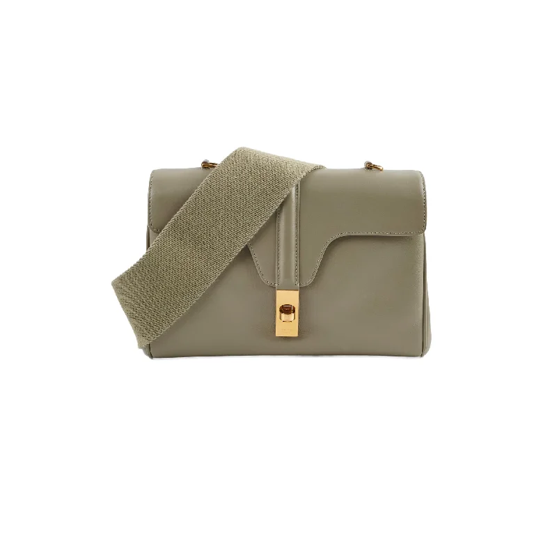 Kids' Sized Celine - Inspired Bags for Young Fashion LoversCeline Small 16 Satinated Calfskin Bag Green Clay