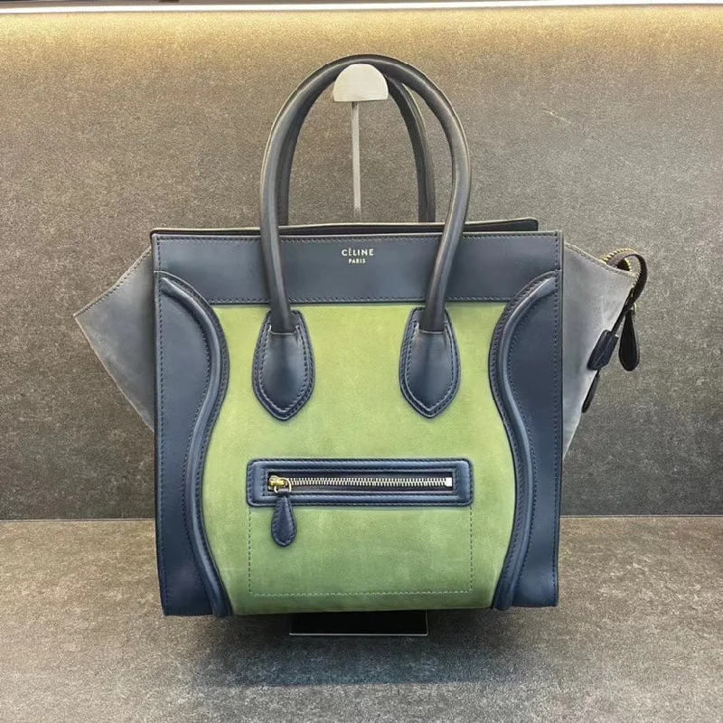 Versatile Celine Convertible Bags for Different OccasionsCeline Luggage Bag Green Navy Leather Medium Size