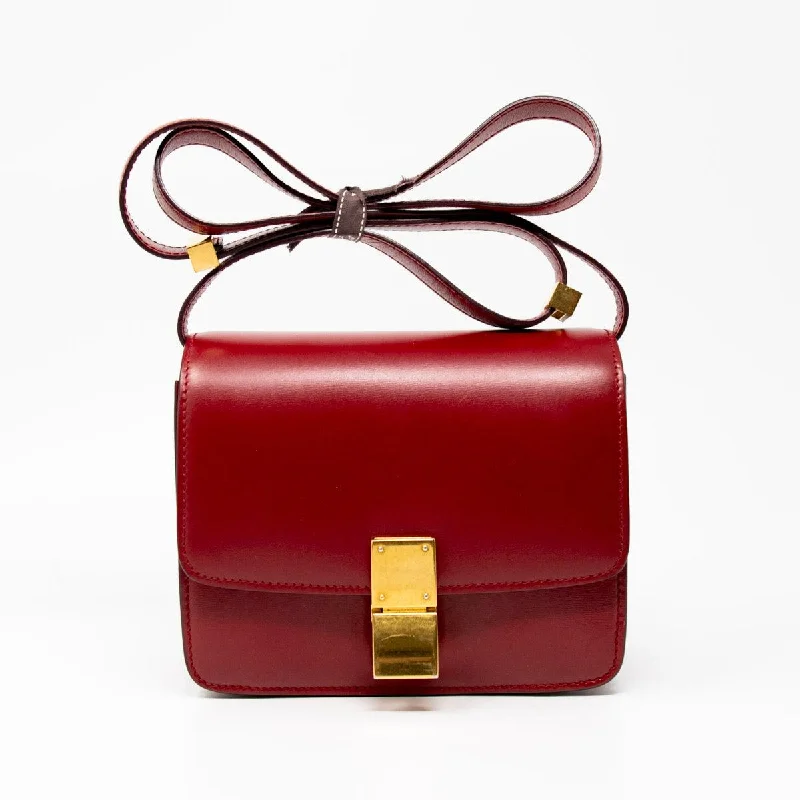 Celine Bags with Contemporary Geometric PrintsCeline Dark Red Small Box Bag