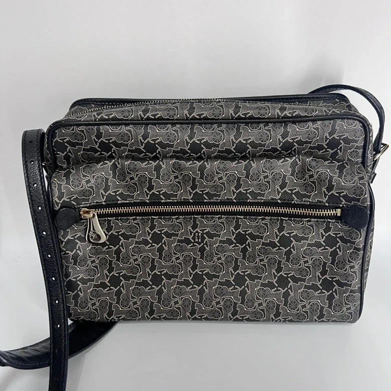 Celine Bags with Adjustable Handles for Comfortable CarryingCeline Black Leather Crossbody Bag Medium Floral Print