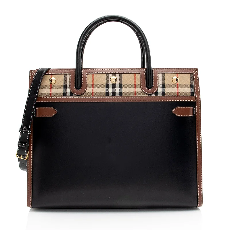 Minimalist Burberry Bags for a Sleek LookBurberry Vintage Check Smooth Calfskin Title Large Tote (SHF-NtxU8m)