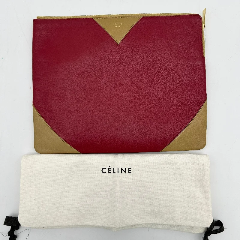 Two - Tone Celine Bags for a Modern and Stylish AppearanceCeline Bi Color Large Coeur Red Beige Leather Clutch