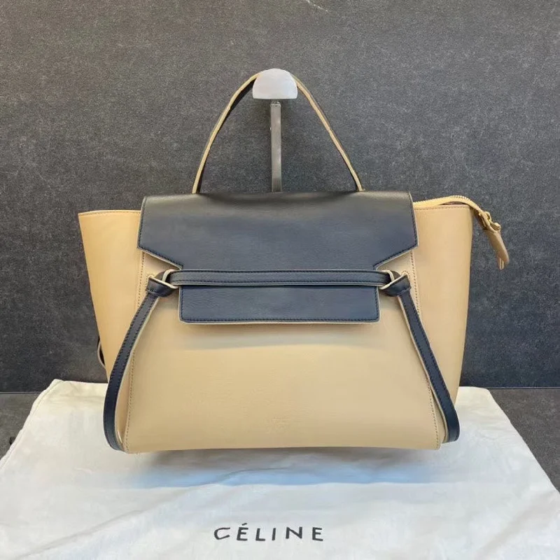 Celine Bags with Hidden Compartments for SecurityCeline Belt Bag Beige Black Leather Medium