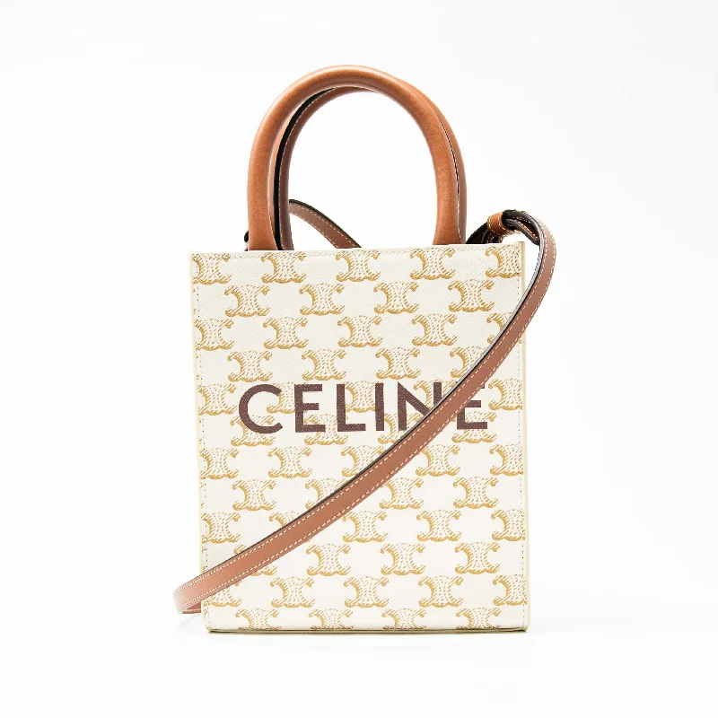 Pet - Carrier Celine Bags for Pet Owners on the GoCeline White Triomphe Mini Vertical Cabas Tote