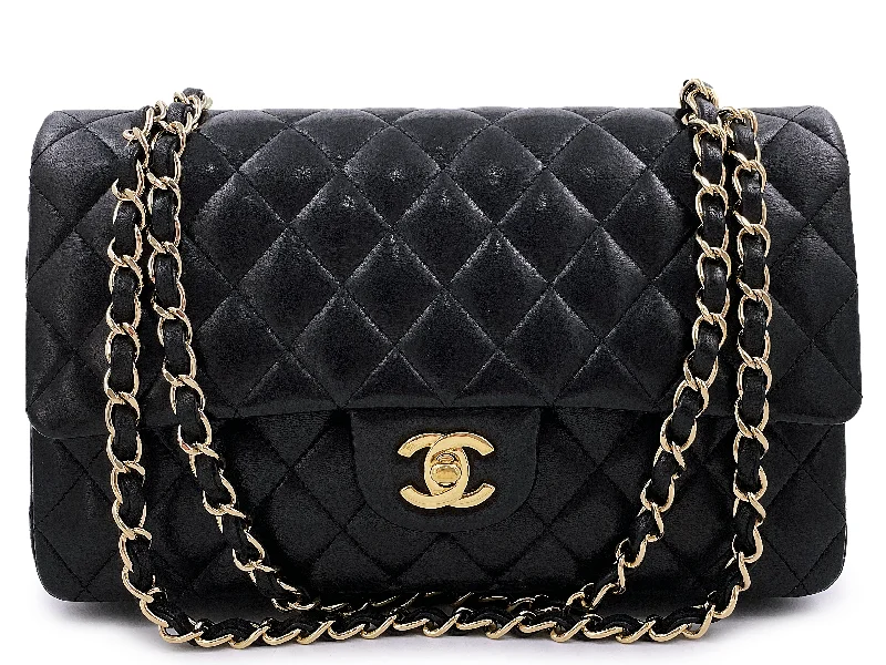 Chanel Quilted Leather Shoulder Bag for FashionistasChanel 2008 Vintage Black Medium Classic Double Flap Bag 24k GHW Lambskin 0O3