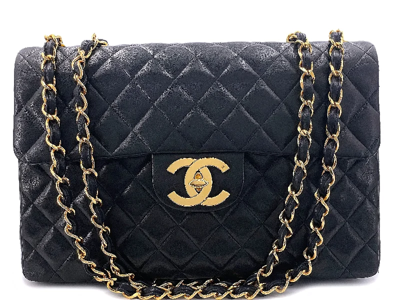 Chanel Classic Flap Bag for Evening PartyChanel 1994 Vintage Black Maxi Classic Flap Bag 24k GHW FTD